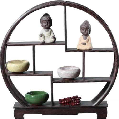 Delicate Solid Wood Antique Display Frame Wooden Display Shelf Chinese Style Door Frame Made Antique Shelf