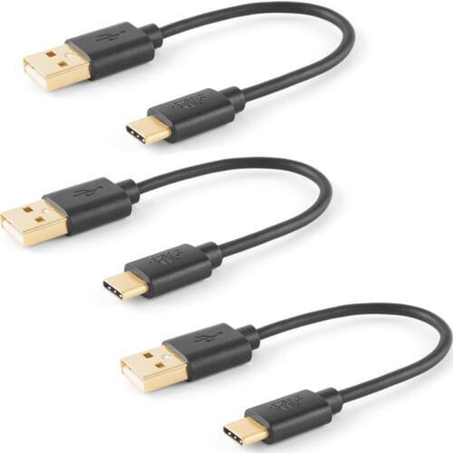 Type C to Type A Cable,0.5 ft Short USB C Cord with 56K Resistor, Compatible MacBook 12 inch, Galaxy S8/S8 Plus, Black