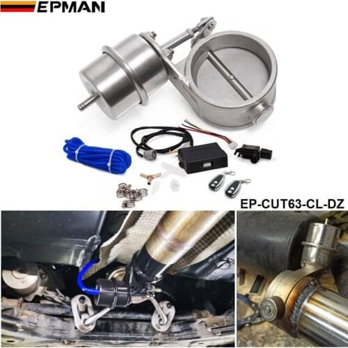 Exhaust Control Valve Set With Vacuum Actuator CUTOUT 2.5" 63mm Pipe CLOSE STYLE with Wireless Remote Controller EP-CUT63-CL-DZ