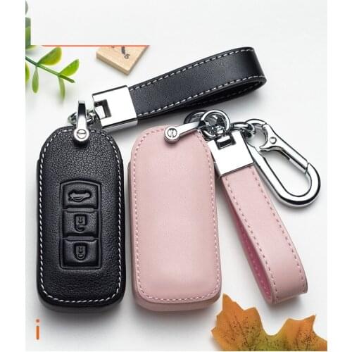 Leather Car Key Case Cover for Mitsubishi Outlander Lancer 10 Pajero Sport EX ASX RVR Colt Grandis L200 Smart 2 3 Button Case