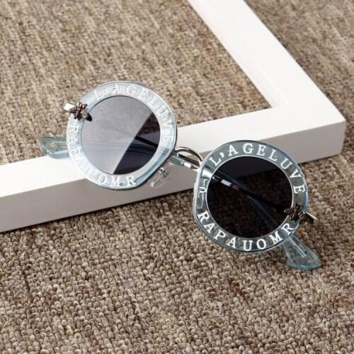New Summer Outdoor Fashion Girls Letter Round Frame Sunglasses Anti-UV Protection Reflective Beach Toys Accessories