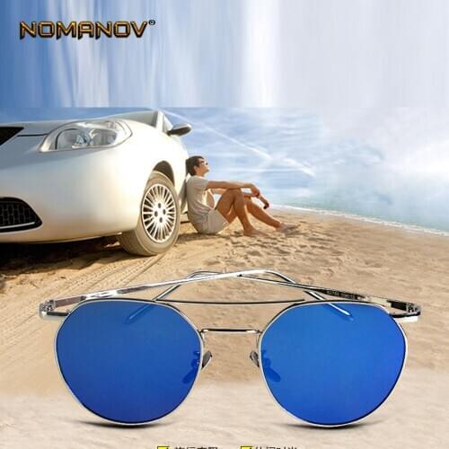 Summer Style Alloy Round Double Bridge Sun Glasses Polarized Mirror Sunglasses Custom Made Myopia Minus Prescription Lens -1To-6
