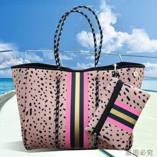 Luxurious Diving Fabric Neoprene Breathable Shoulder Handbag 2021 Summer Large-capacity Casual Tote Bag Top-Handle Bags Leopard