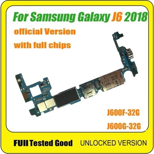 32GB 64GB Logic Boards Official Version Full Chips Mainboard Unlocked For Samsung Galaxy J6 2018 J600F J600G Motherboard