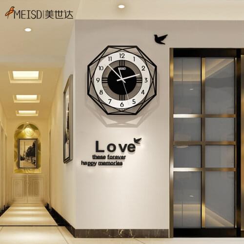 MEISD Quartz Wall Clock Wall Stickers Silent Modern Design Black Hanging Watch Art Poster Wall Home Decor Living Room Horloge