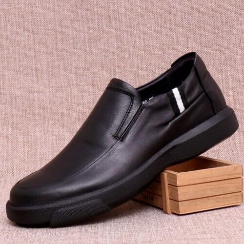 Genuine Leather Mens Business Leisure Shoes British Soft-soled Comfortable Driving Shoes Lazy Anti-skid Mens Loafer Shoes