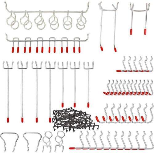 52Pcs Pegboard Hooks Assortment Home Storage Hooks System Peg Board Tool Hanger Set Garage Kitchen Workshop Organizer Utility Ho