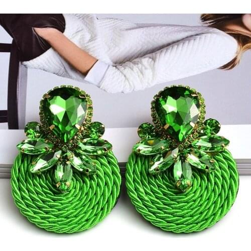 New Design Colorful Crystal Handmade Round Earrings High-Quality Statement Fashion Rhinestone Jewelry Accessories for Women