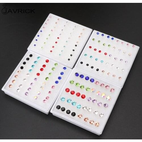 20 Pairs Colorful Faux Rhinestone Plastic Ear Studs Hypoallergenic Earrings