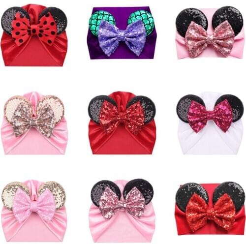 Fashion Baby Headbands Soft Velvet Newborn Glitter Bowknot Red Pink Color Turban Caps Christmas Bow Baby Hats Beanie Bonnet