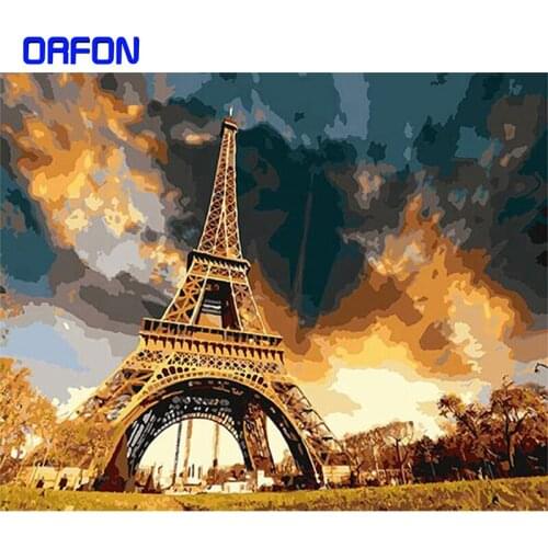 ORFON Frame Abstract Painting Tower Landscape DIY Painting By Numbers Kits Modern Wall Art Painting Hand Painted Home Decor