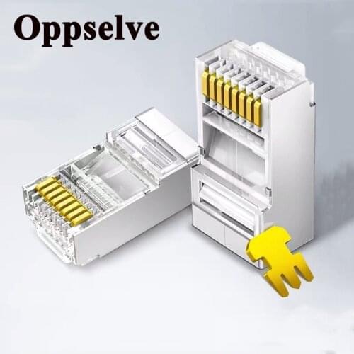 Cat6 RJ45 Connector 8P8C Modular Ethernet Cable Head Plug Gold-plated Cat6 Lan Network RJ 45 Crimper Cat6 Connector For Computer