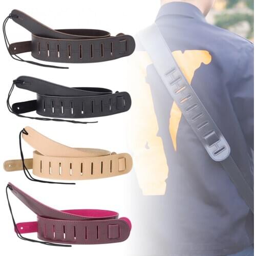 Adjustable Genuine Leather Suede Cowhide Guitar Strap for Acoustic Electric Guitar Bass Guitar Belt Bass Strap
