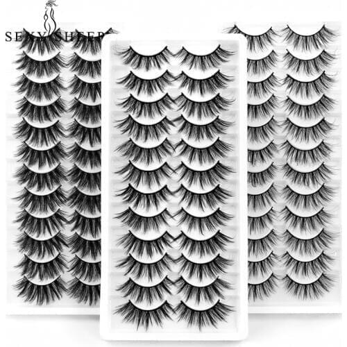 SEXYSHEEP 5-12 Pairs 3D Mink lashes False Eyelashes Natural/Thick Long 10-15mm Eye Lashes Wispy Makeup Beauty Extension Tools