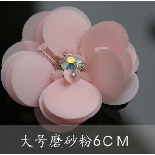 Pink flower 6cm crystal rhinestone sequins patches applique beaded collar sewing patches for clothes parches para la ropa