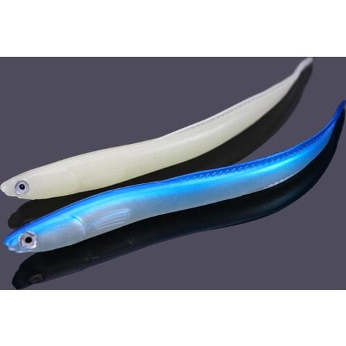 3Pcs/Bag 14cm/6.3g Fishing Lure Soft Bait Small EelSuper Live Vivid Ricefield Eels Loach Artificial Lures Blue/Luminous White
