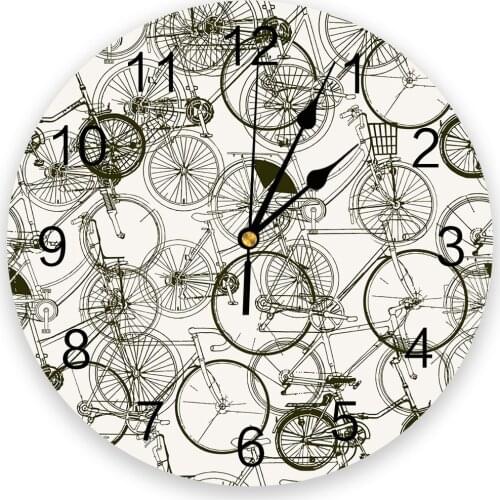 Single Line Bicycle Living Room Clock Wall Round Clocks Decor Home Bedroom Kitchen Decoration Wall Clocks