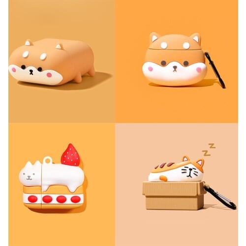 3D Cute Cartoon Cat Dog Silicone Earphone Case For Apple AirPods 1 2 Pro Wireless Bluetooth Headset Protect Cover Accessories