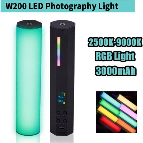W200 LED Photography Light Handheld 2500K-9500K RGB Colorful Tube Stick Creative Video Fill Light Wand VS Nanlite 6C