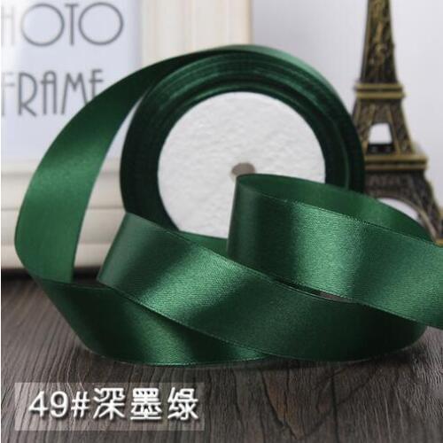 25yards/roll) 1'' 2.5cm Dark Green Silk Satin Ribbon Wedding Party Decoration Gift Wrapping Christmas Sewing Fabric Hand DIY