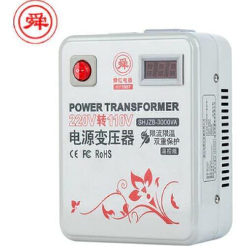 Fast Shipping SHJZB-3000VA 220v to 110v 3000W temperature control Meter Step Down Voltage Converter Transformer Converts copper