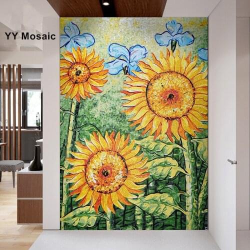1.2x2.4m American Style Sunflower Mural Mosaic Wall tile, Bathroom Living Room Stair wall decoration Customized size,YY-523