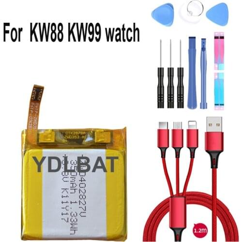 100% new 350mAh battery for kingwear Smart Watch KW88 KW88 Pro for kingwear Smart Watch KW99 +USB cable+toolkit