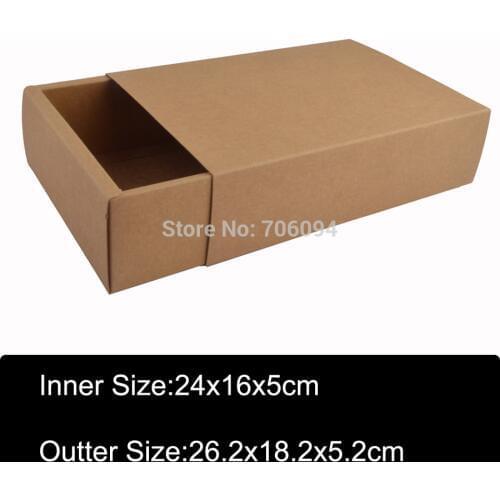 15PCS 26.2x18.2x5.2cm kraft drawer paper box Brown kraft handmade candy gift boxes custom box