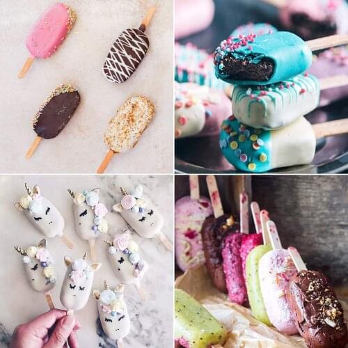 2 large popsicle molds, 4 cavity self-made silicone popsicle molds, cake popular molds, with 50 sticks and 30 self-adhesive bags