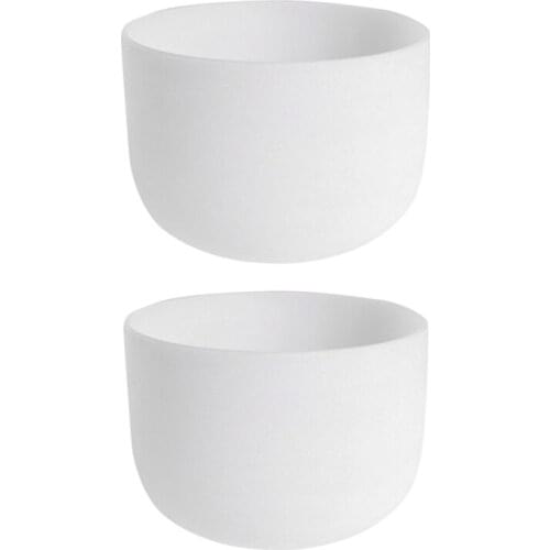 2pcs 8Inch Note Perfect Sound E Solar Plexus/A Third-Eye Chakra Frosted Quartz Crystal Singing Bowl