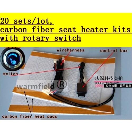 DHL FREE,100seats/lot,2019 NEW carbon fiber seat heater kits with round three positions switch/car heater