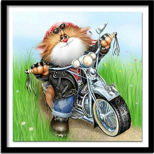 Diamond Riding A Cat Diy Diamond Painting Full Square Diamond Embroidery Home Decoration Pattern Cartoon Kits