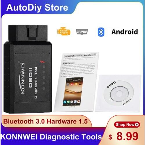 KONNWEI KW910 Super Mini ELM327 Bluetooth 3.0 Hardware V1.5 OBD2/EOBD Car Scanner Diagnostic Tools Supports All OBDII Protocols