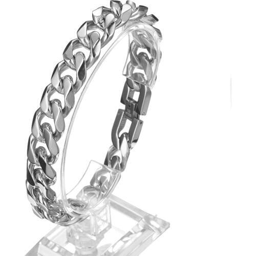Hot Selling Mens Womens Bracelets Cuban-Style Chain Link Convenient Lock High Polished Heavy Stainless Steel Wholesale Retail