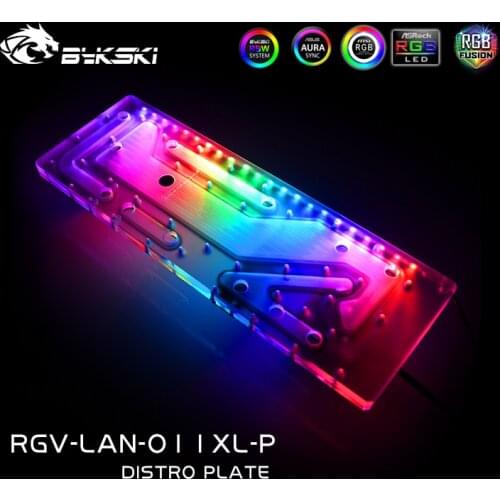 Bykski RGV-LAN-O11XL-P,Distro Plate For O11 Dynamic XL Case,PC Water Cooling Waterway Board Reservoir Loop Kit 5V ARGB/12V RGB