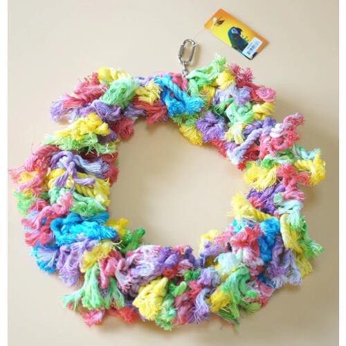 CAITEC Bird Chew Toys Cotton Snuggle Ring Parrot Cage Toys Suitable for Small to Large Size Parrots 3 Sizes Available