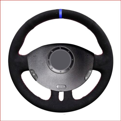 MEWANT Black Suede Leather Steering Wheel Cover for Renault Clio 3 2005 2006 2007 2008 2009 2010 2011 2012 Clio 3