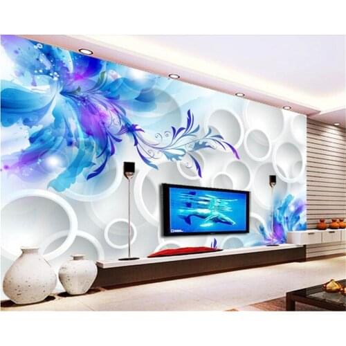 Beibehang Custom Photo Wallpaper painting Blue lily Wall Murals Living Room TV Sofa Backdrop 3d wallpaper Modern Home Decor Room