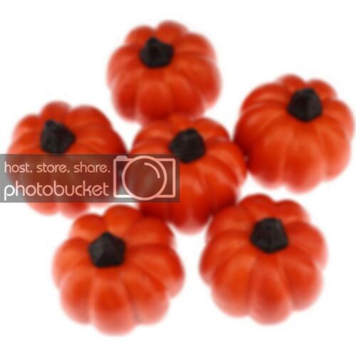 Gresorth 6pcs Artificial Orange Pumpkins with Black Stem Fake Simulation Vegetable for Halloween Christmas Pumpkin DIY Material