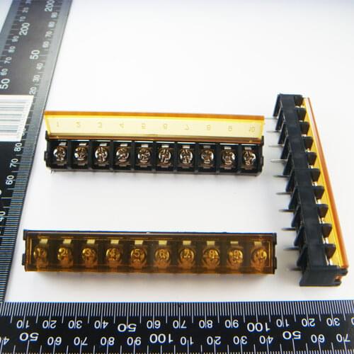 50PCS HB9500-9.5-10P / HB9500 9.5mm 10Pin Barrier Terminal Block Pitch 9.5mm Terminal Block With cover Free Shipping