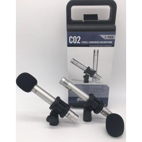 Pair SAMSON C02 small-diaphragm pencil condenser microphone with carry case,shock-mounted mic clips,for live recording stereo