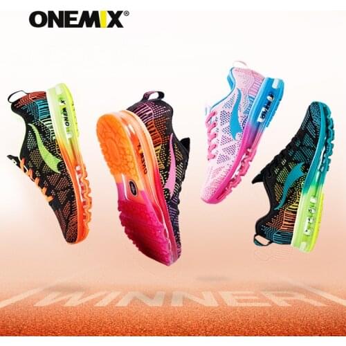ONEMIX New Air Cushion Running Shoes Men knit Mesh Breathable Sneakers Walking Outdoor Jogging Women Sports Shoes Free Shipping