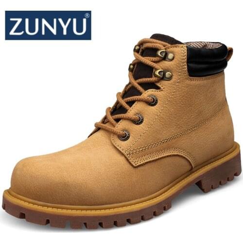 ZUNYU Genuine Leather Men Boots Autumn Winter Ankle Boots Fashion Footwear Lace Up Shoes Men High Quality Men Shoes Size 36-48