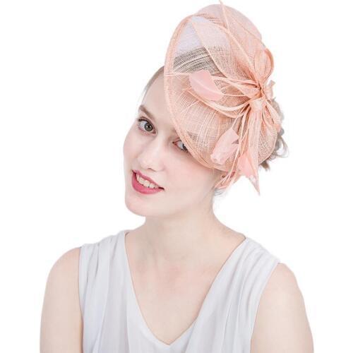 New Sweet Pink Birdcage Net Wedding Hats Bridal Fascinator Hair Decoration Banquet Prom Personal Portrait Feather Headdress