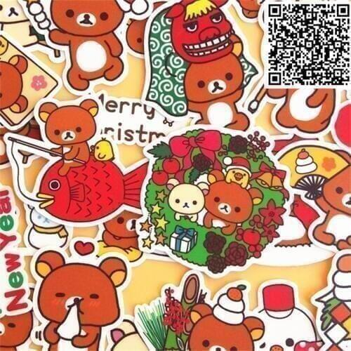 New Trendy Christmas Bear Stickers Toy for DIY Exercise Book Diary 32 Sheets A Pack Toys For Children Colorful Toy Sticker