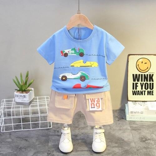 0-5 Years Summer Boy Clothing Set 2021 New Casual Fashion Active Cartoon T-shirt+ Pant Kid Children Baby Toddler Boy Clothing