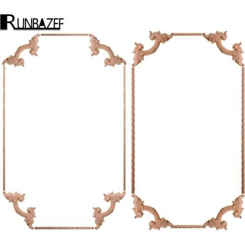 RUNBAZEF Real Wood Flower Carved Wooden Corner Pieces Home Decor Decoration Accessories Craft Figurine Fairy Miniature Letras