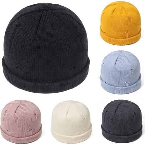 Male Female New Autumn Winter Hole Knit Hat Beanie For Mens Womens Thickened Warm Outdoor Leisure Ski Cold Cap Skullcap C1
