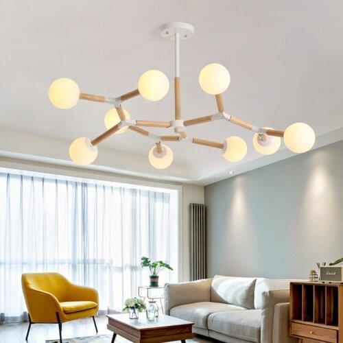 Modern Wooden Chandeliers Light Nordic Dining Room Kitchen Light Led Pendant Chandelier Hanging Lamp For Bedroom Avize Lustre