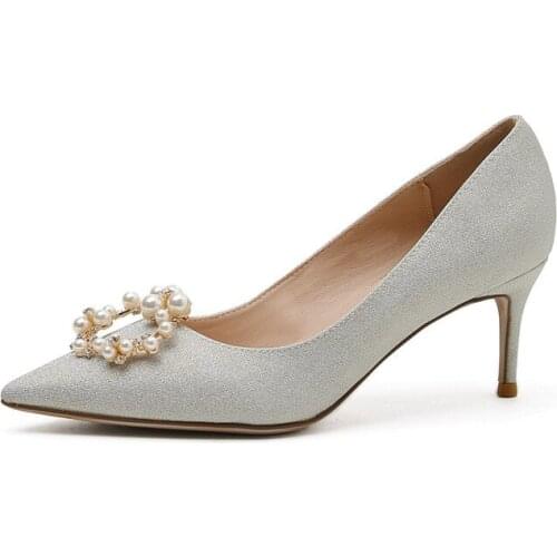 Womens Wedding Shoes Bridal Shoes Three Wear Crystal Shoes New Stiletto Pointed High Heels